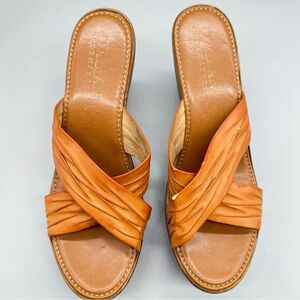 👉 Italia Shoe Maker Women's Orange Leather Sandals